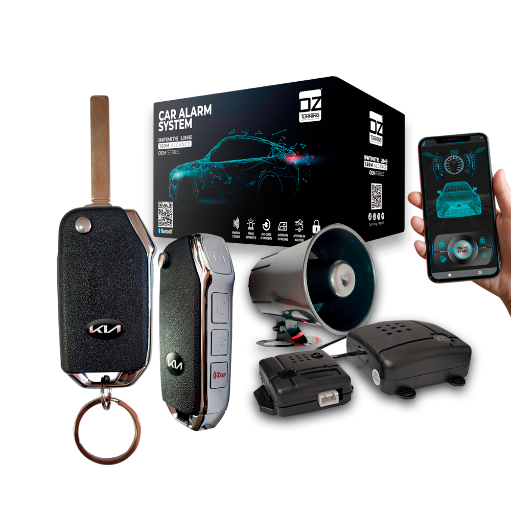 ALR-BT-FLIP-KIA-NEW-PLANA-1 ALARMA DE AUTO BLUETOOTH APP FLIP CONTROL MODERNO 150M LLAVE PLANA TIPO KIA - Imagen 1